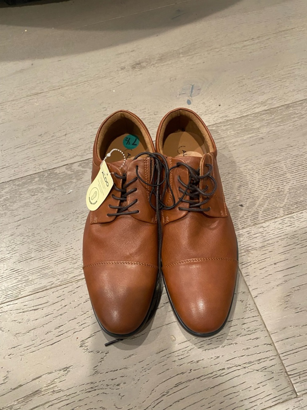 Aldo Men's Brown Leather Lace-Up Dress Shoes size 7.5